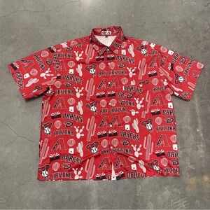 Arizona Diamondbacks All Over Print Shortsleeved Button Up Shirt Mens Size XL